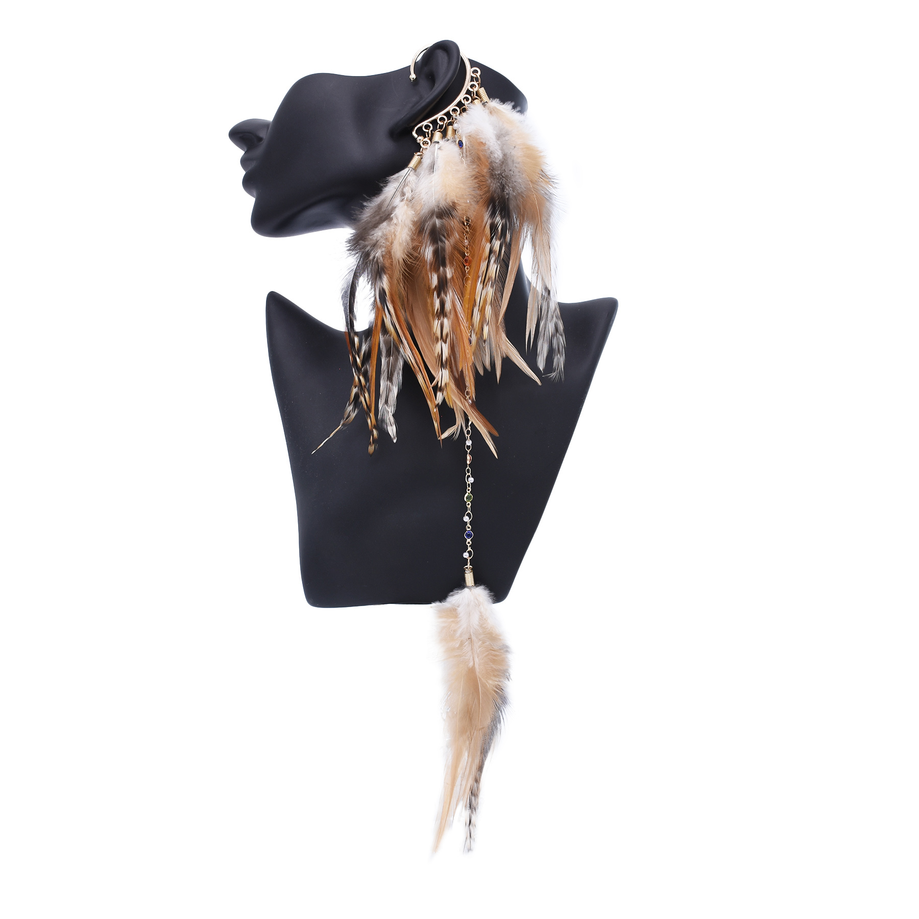 Ethnic Indian Fashion - Bohemian Ethnic Style Feather Drop Earrings