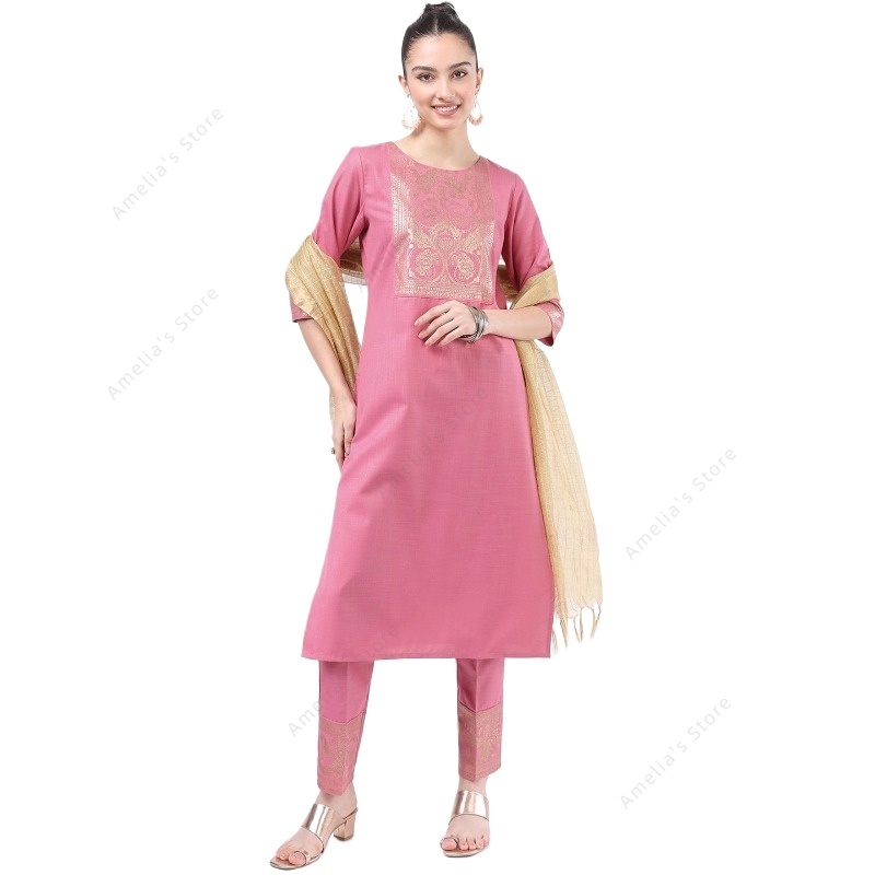 Salwar Kameez Set - Indian/Pakistani Women's Pink Kurta 3-Piece Set