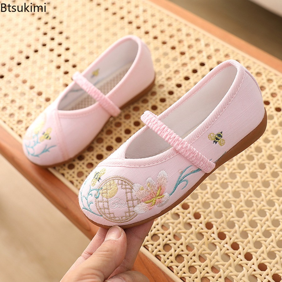 Ethnic Style Dresses - New Children Hanfu Flat Shoes Ethnic