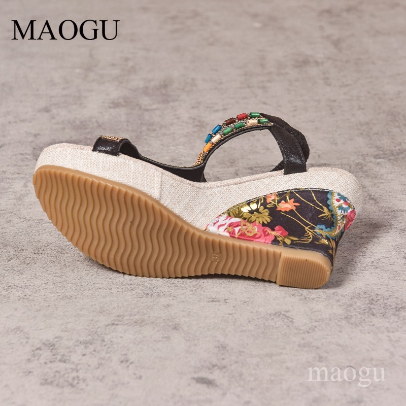 Boho Beaded Floral Wedge Sanda - đánh giá và giá Ethnic Boho Fashion