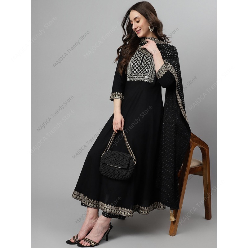 Indian Pakistani Women Black R - đánh giá và giá Salwar Kameez Set