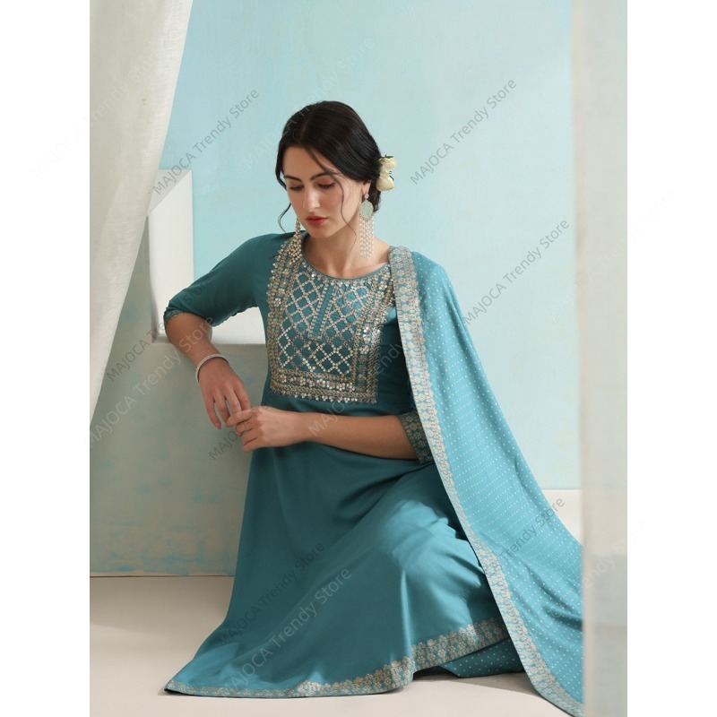 Peacock Blue Indian Women 3 Pi - đánh giá và giá Salwar Kameez Set