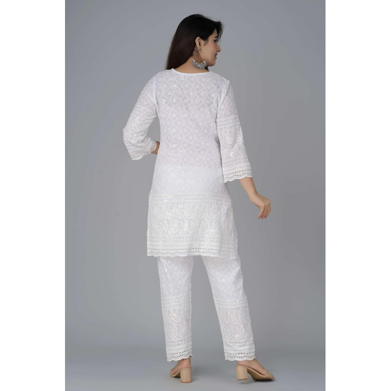 Chikankari Cotton Indian Kurti - đánh giá và giá Salwar Kameez Set