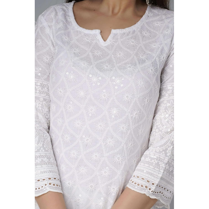 Chikankari Cotton Indian Kurti - đánh giá và giá Salwar Kameez Set