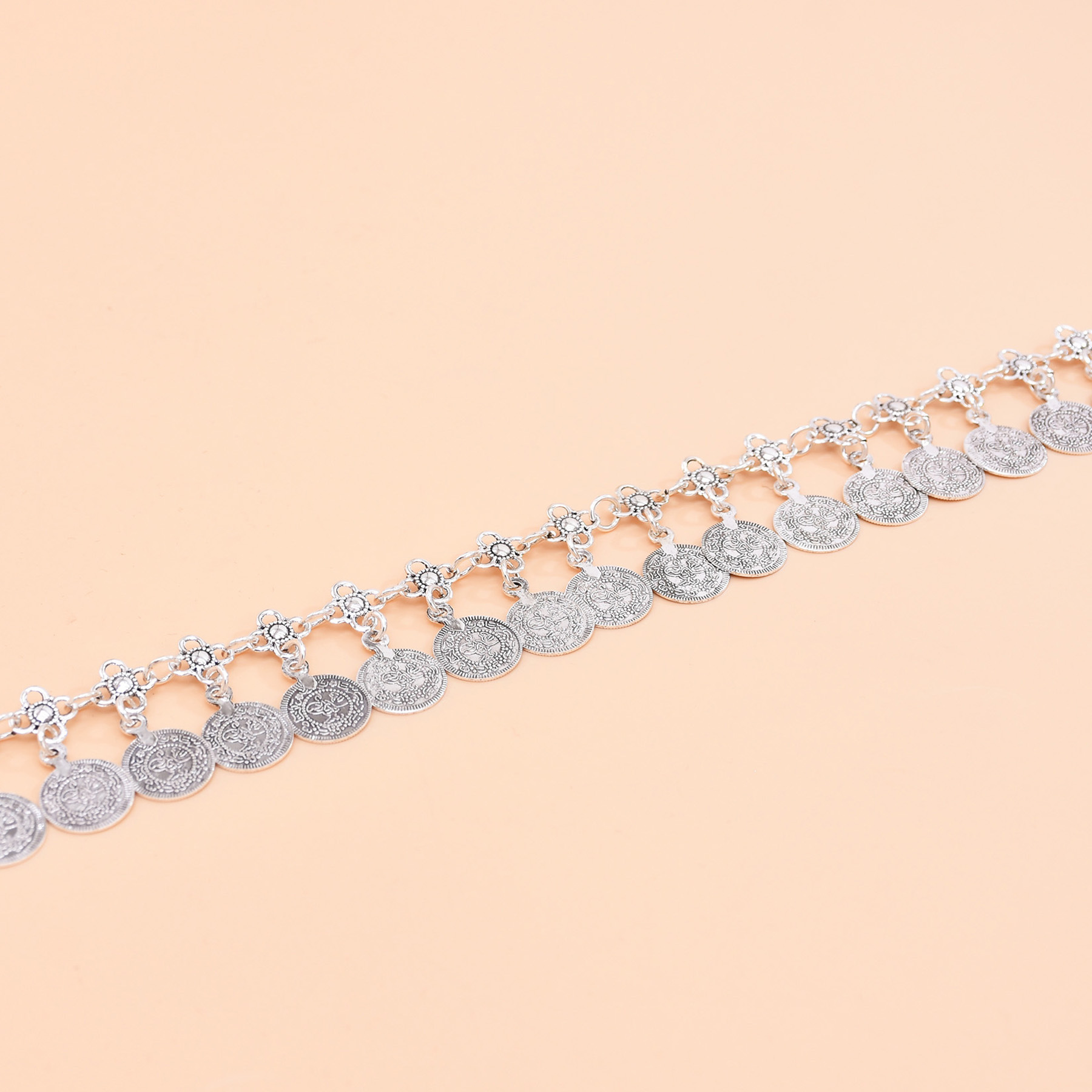 Silvery Alloy Coins Tassel Sho - đánh giá và giá Ethnic Fashion Pakistan